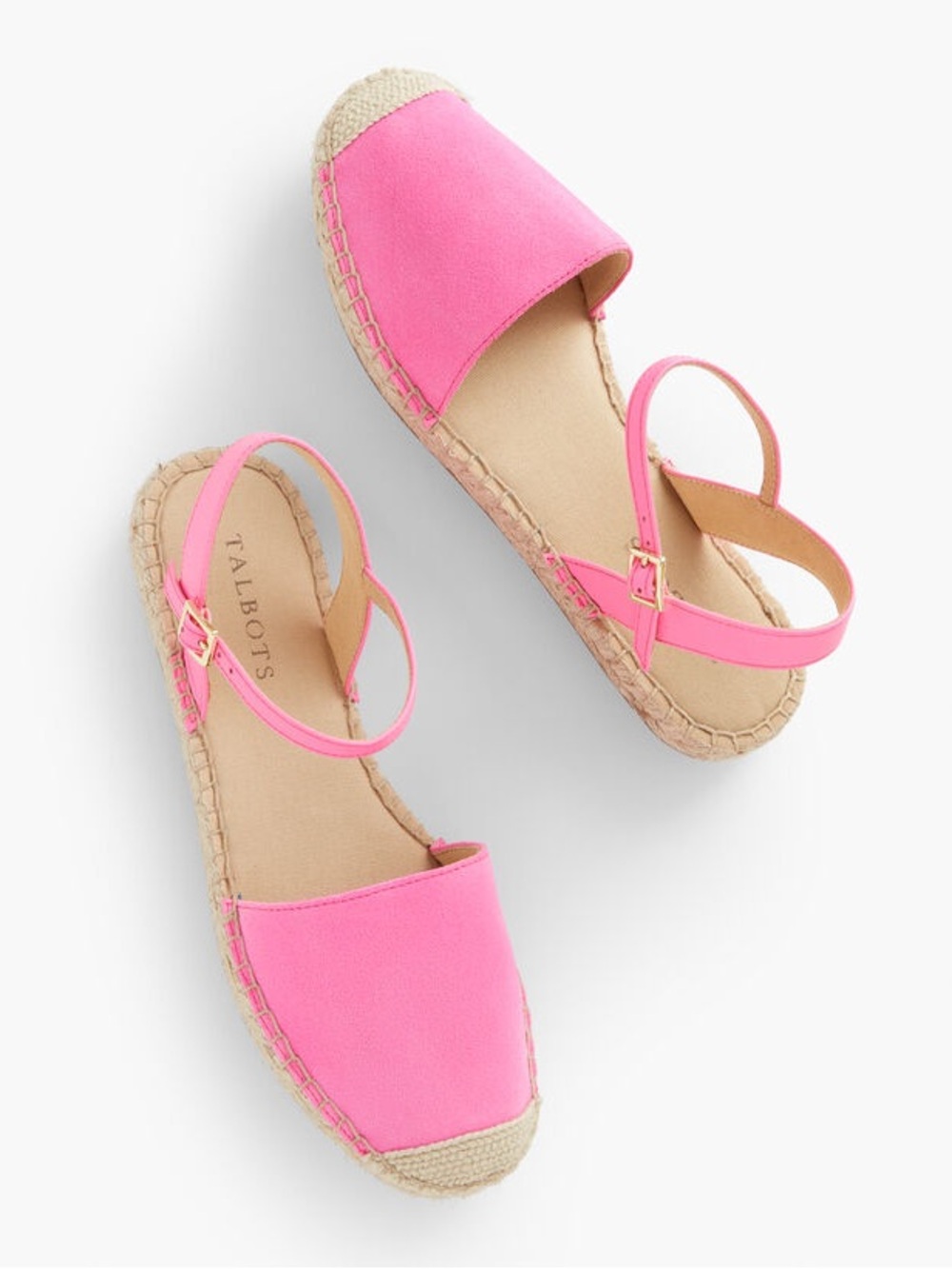 NIB Talbots Izzy D’Orsay Suede Espadrille Sandals Brilliant Pink Size 9.5